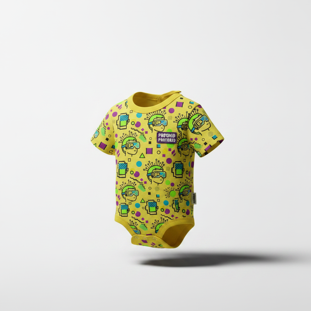 Yellow Patterned Pixel Bodysuit